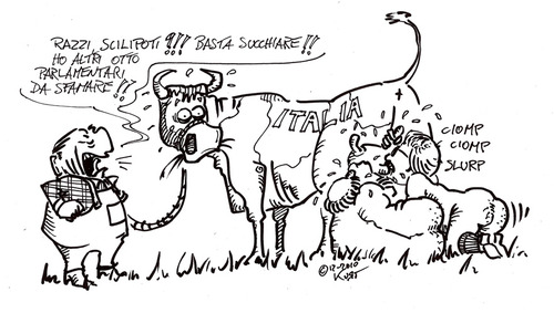 Cartoon: Muntori di vacche (medium) by kurtsatiriko tagged razzi,scilipoti,berlusconi