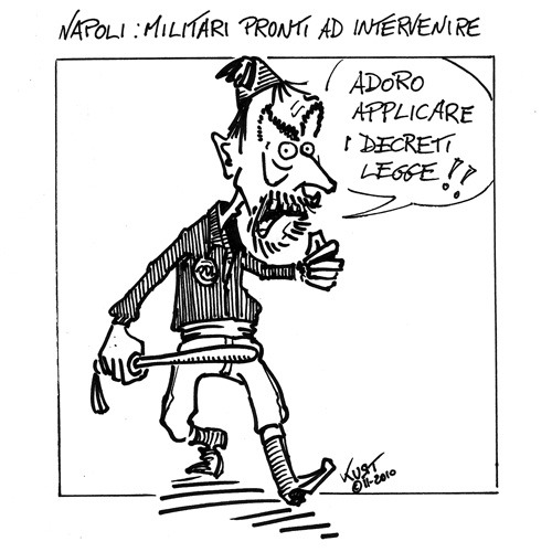 Cartoon: Rifiuti in Campania (medium) by kurtsatiriko tagged la,russa,trash,garbage,napoli,campania