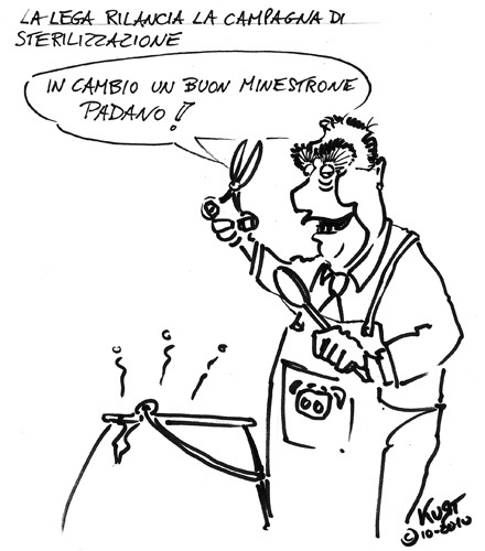 Cartoon: Sterilizzazione tossicodip (medium) by kurtsatiriko tagged calderoli,sterilizzazione
