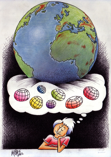Cartoon: youth worlds (medium) by kotbas tagged young,dream,world