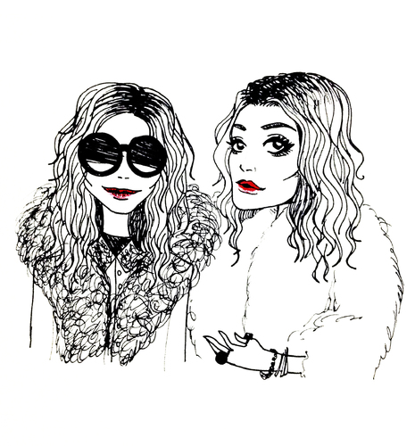 Cartoon: Olsen Twins (medium) by naths tagged girls,sisters,olsen,mary,kate,ashley,twins,fashion