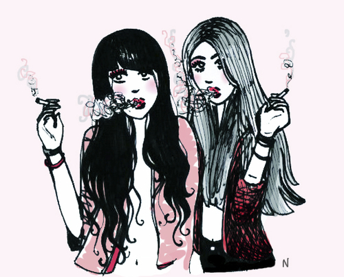Cartoon: one day of magic (medium) by naths tagged girls,smoking,sexy,pink,fashion,cute