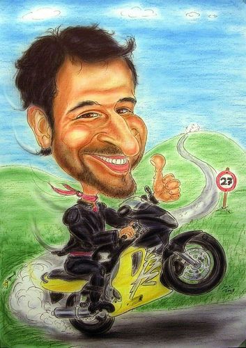 Cartoon: Die Motorrad-Saison ist eröffne (medium) by Zeichenstift Karikaturen tagged motorrad,karikatur,geschenk,geburtstag