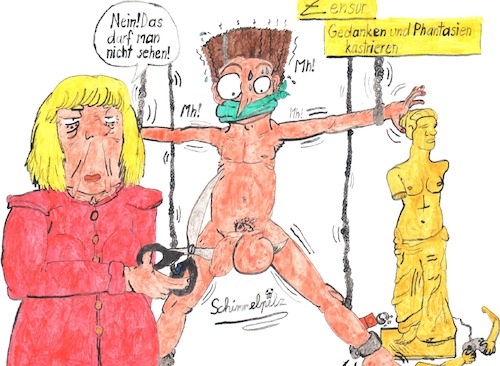 Cartoon: Christlich Demokratische zensUr (medium) by Schimmelpelz-pilz tagged angelika,merkel,cdu,christlich,demokratische,union,schere,kastration,zensur,videospiel,videospiele,film,filme,dvd,blueray,medien,computerspiel,computerspiele,heuchelei,heuchler,venus,von,milo,controller