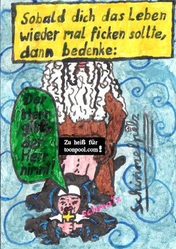Cartoon: Der Herr gibt der Herr nimmt! (medium) by Schimmelpelz-pilz tagged religion,hiob,old,altes,alt,testament,god,gott,nun,nonne,nehmen,taken,geben,giving,give,pun,wortwitz,wortspiel,heaven,himmel,long,beard,hairs,langer,bart,haare,cloud,clouds,wolke,wolken,der,herr