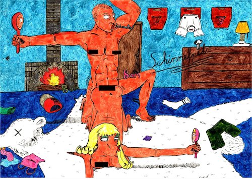 Cartoon: Egof!ck - egof!ck (medium) by Schimmelpelz-pilz tagged ego,nude,parody,womanizer,love,mirror,mirrors,narcism,narzissmus,nackt,frauenheld,spiegel,trophy,egof,ck