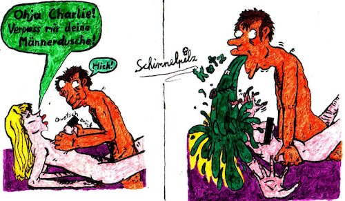 Cartoon: Modernes Vorbild (medium) by Schimmelpelz-pilz tagged charlie,sheen,trunkenbold,säufer,sucht,suchtkrank,kotze,übergeben,frau,käuflich,hure,nutte,prostituierte,luder,alkohol,drogen,droge,idol,vorbild,schauspieler,promi,prominent,serie,film