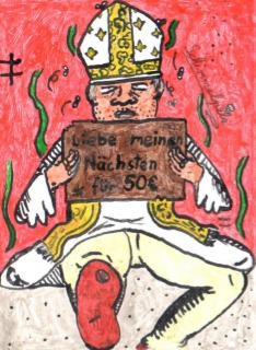 Cartoon: Untergang des Vatikans VI (medium) by Schimmelpelz-pilz tagged vatikan,papst,fall,prostitution,nächstenliebe,straße