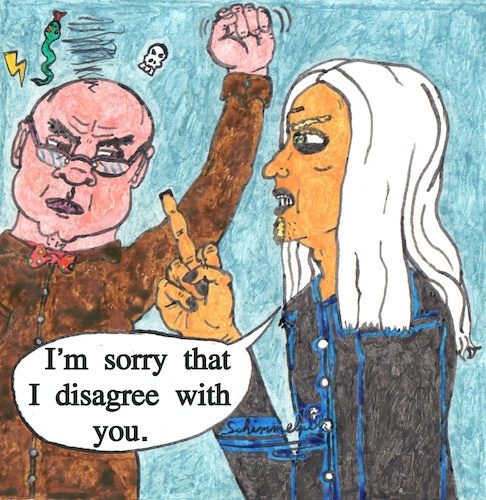 Cartoon: Meinungsdefensive (medium) by Schimmelpelz-pilz tagged meinung,ansicht,streit,wut,hass,mittelfinger,opinion,view,of,life,fight,anger,hate,middle,finger
