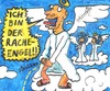 Cartoon: Racheengel (small) by Schimmelpelz-pilz tagged racheengel,rachetaube,engel,taube,rache,vogelhirn,vogel,flügel,engelsflügel,kutte,robe,wolke,wolken,himmel,urin,strullern,pinkeln,pissen,sandalen,heiligenschein