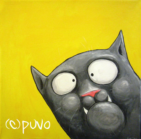 Cartoon: Alberne Katze. (medium) by puvo tagged katze,cat,grimasse,gurn,face,gesicht