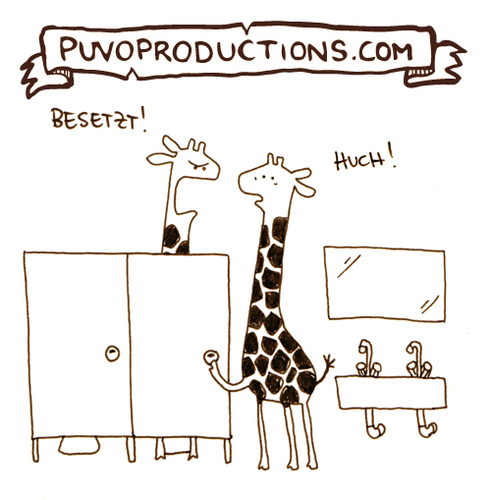 Cartoon: Besetzt. (medium) by puvo tagged toilette,besetzt,giraffe,kabine,klo