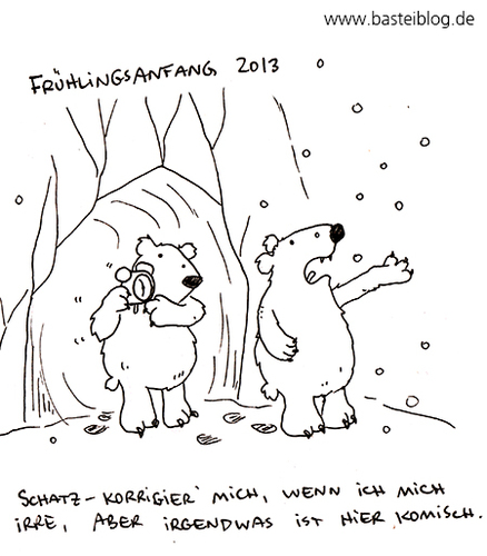 Cartoon: Frühlingsanfang. (medium) by puvo tagged frühling,spring,winter,schnee,snow,kalt,cold,kälte,bär,bear,schlafen,sleep,winterschlaf,erwachen,awake,wake,up,aufwachen