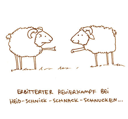 Cartoon: Heidschnickschnackschnucken. (medium) by puvo tagged schaf,scheep,heidschnucke,schnick,schnack,schnuck,scissors,stone,paper,stein,schere,papier,spiel,revier,game
