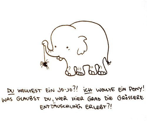 Cartoon: Jojo. (medium) by puvo tagged jojo,elefant,elephant,spider,spinne,geburtstag,enttäuschung,birthday,disappointmend,pony,play,spielen,spiel