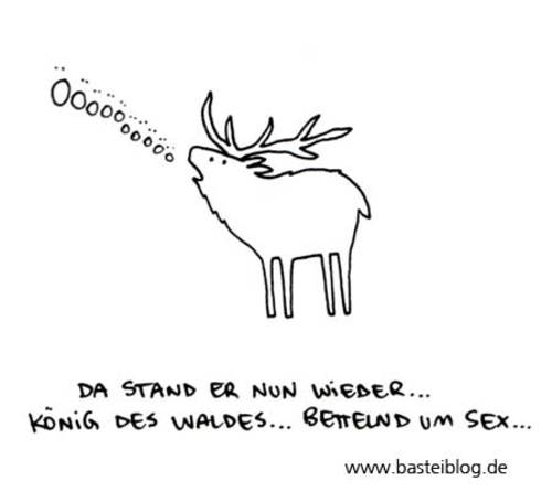 Cartoon: König des Waldes. (medium) by puvo tagged hirsch,deer,wood,wald,brunft,heat,rut,röhren,bellow,sexual,intercurse