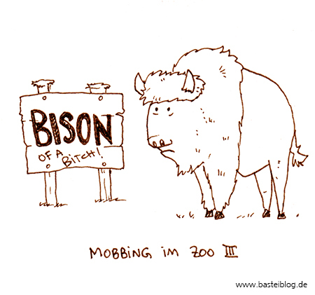 Cartoon: Mobbing. (medium) by puvo tagged zoo,bitch,bison,mobbing