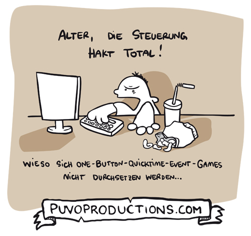 Cartoon: one-button-quicktime-event-games (medium) by puvo tagged milchshake,shake,keyboard,grobmotorisch,motorik,chips,gamer,dick,tastatur,click,one,event,quicktime,button,development,entwicklung,spieleentwicklung,spieleentwickler,computerspiel,steuerung,computer,spiel,game