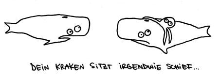 Cartoon: Schiefer Kraken. (medium) by puvo tagged wal,kraken,kragen,schief,wortspiel