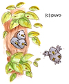 Cartoon: Stare. (small) by puvo tagged star,starling,bird,vogel,baum,tree,nest