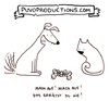 Cartoon: Vorfreude. (small) by puvo tagged geschenk,hund,katze,dog,cat,present,weihnachten,christmas,verpackung,packing,pack,knochen,bone