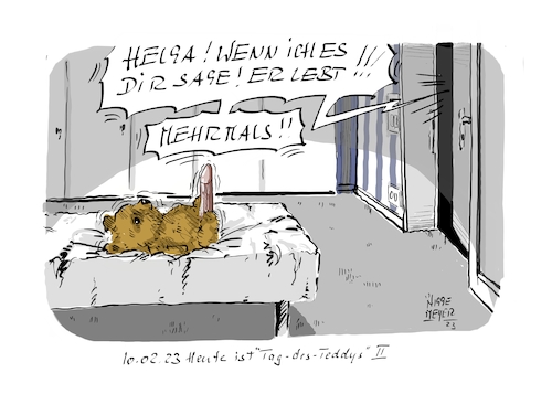 Cartoon: 10.02.2023 (medium) by Jori Niggemeyer tagged teddybär,sexualität,vibrator,ersatz