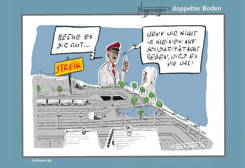 Cartoon: Bahnstreik (medium) by Jori Niggemeyer tagged bahn,db,bahnstreik,gdl,lokführer,lokführerstreit,modelleisenbahn,cartooon,bahn,db,bahnstreik,gdl,lokführer,lokführerstreit,modelleisenbahn,cartooon