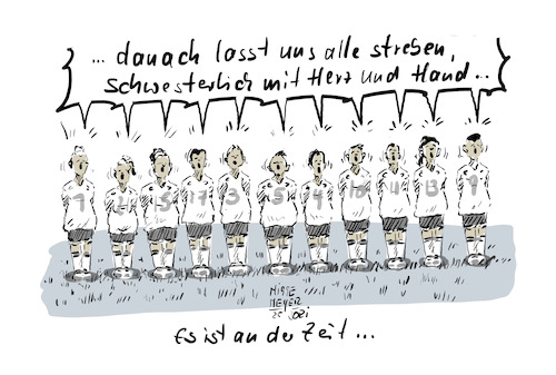 Cartoon: Besonderheiten im Frauenfußball (medium) by Jori Niggemeyer tagged frauenfussball,deutschlandhymne,hymne,deutschland,frauen,jori,joricartoon,niggemeyer,joriniggemeyer,cartoon,karikatur,frauenfussball,deutschlandhymne,hymne,deutschland,frauen,jori,joricartoon,niggemeyer,joriniggemeyer,cartoon,karikatur