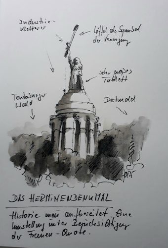 Cartoon: Das Herminendenkmal (medium) by Jori Niggemeyer tagged frauen,quote,führung,geschichte,historie,niggemeyer,jori,joricartoon,frauen,quote,führung,geschichte,historie,niggemeyer,jori,joricartoon,denkmal,herman,hermine