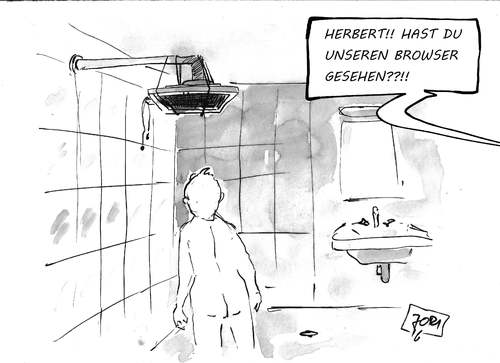 Cartoon: Der neue Browser.... (medium) by Jori Niggemeyer tagged niggemeyer,cartoon,cori,jori,dusche,browsen,browser,bad,bad,browser,browsen,dusche,jori,cori,cartoon,niggemeyer
