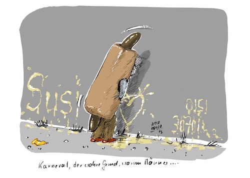 Cartoon: Der wahre Grund ... (medium) by Jori Niggemeyer tagged hotdog,männer,pinkeln,wildpinkeln,urinieren,karneval,fasching,liebeserklärung,verliebt,verknallt,liebesbotschaft,hotdog,männer,pinkeln,wildpinkeln,urinieren,karneval,fasching,liebeserklärung,verliebt,verknallt,liebesbotschaft