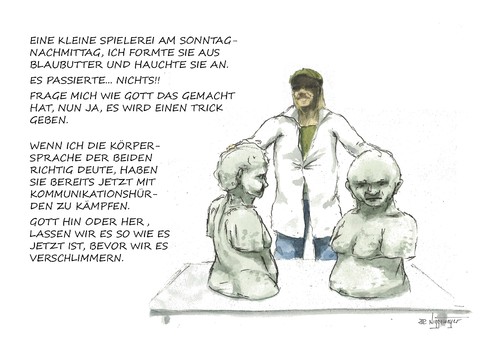 Cartoon: Ein Hauch von Gott... (medium) by Jori Niggemeyer tagged putten,spielerei,skulpturen,butter,sonntag,kreativ,gott,göttlich,augenzwinkern,niggemeyer,joricartoon,cartoon,künstler,sinn,spinnerei