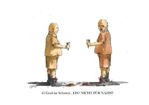 Cartoon: Eis? Nicht für Nazis (medium) by Jori Niggemeyer tagged fremdenfeindlichkeit,hass,diktatur,gewalt,rechtsradikalismus,rechtsradikal,rechts,braun,schwitzen,hitze,eis,nazis,nazi,deutschtum,braunhemden,niggemeyer,joricartoon,cartoon,karikatur