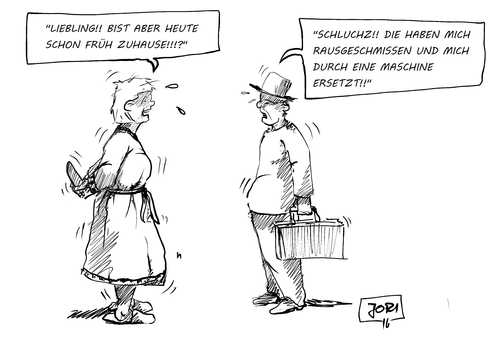 Cartoon: Ersetzt... (medium) by Jori Niggemeyer tagged mechanisierung,austausch,maschine,vibrator,mann,frau,ehe,paar,wechsel,jori,niggemeyer,cartoon
