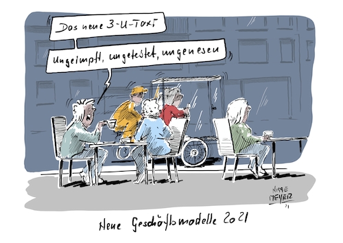 Cartoon: Geschäftsmodell 2021... 3-U-Taxi (medium) by Jori Niggemeyer tagged corona,impfen,impfung,ungeimpft,ungetestet,ungenesen,taxi,coronaschutzverordnung,covid19,pandemie,getestet,genesen,geimpft,niggemeyer