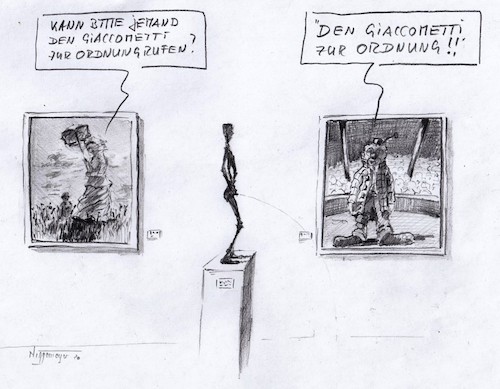 Cartoon: Im Museum... (medium) by Jori Niggemeyer tagged corona,stayathome,socialdistancing,kommunikation,corona,stayathome,socialdistancing,kommunikation,bilder,museum,ordnung,giaccometti,statue,pinkeln