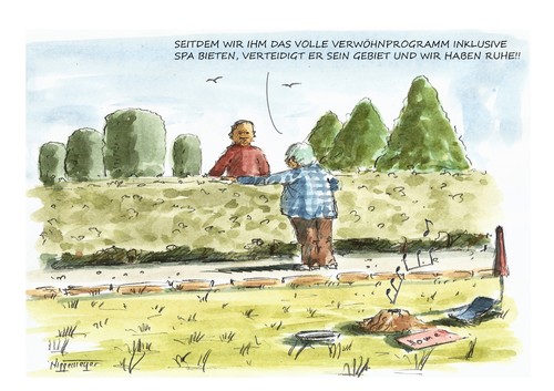 Cartoon: Im Schrebergarten (medium) by Jori Niggemeyer tagged maulwurf,schrebergarten,strategie,sommer,plage,verlustminimierung,eingrenzung,verwöhnprogramm,spa,home,liegestuhl,niggemeyer,joricartoon,cartoon,karikatur