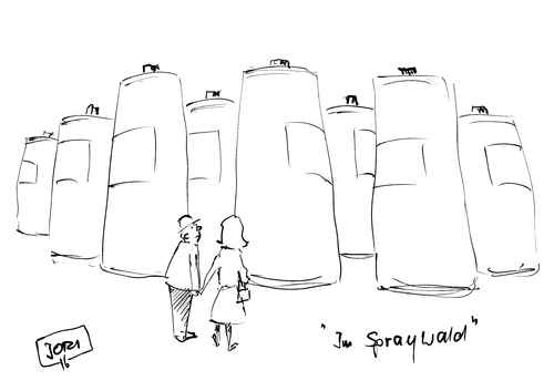 Cartoon: Im Spraywald... (medium) by Jori Niggemeyer tagged spreewald,brandenburg,pflanzen,pappeln,mücken,kähne,spreekahn,staken,postboot,landschaft,wald,wasser,spree,sorben,wunderschön,tiere,störche,schlangen,frösche,fische,pappeldom,jori,joricartoon,niggemeyer