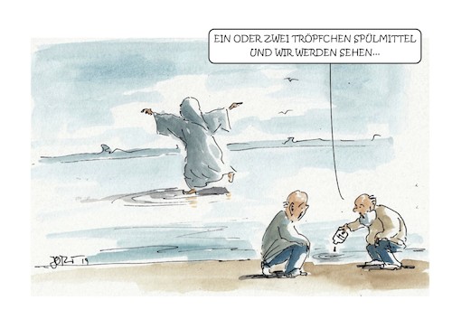 Cartoon: Jesus auf dem Wasser ging... (medium) by Jori Niggemeyer tagged jesus,wasser,geschichte,bibel,glaube,wissen,chemie,natur,allgemeinbildung,jesus,wasser,geschichte,bibel,glaube,wissen,chemie,natur,allgemeinbildungjesus,allgemeinbildung