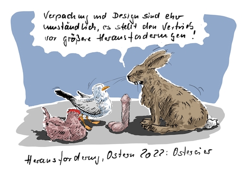 Cartoon: Karfreitag und Ostern werfen... (medium) by Jori Niggemeyer tagged ostern,ostereier,eier,ei,verpackung,dildo,osterhase,vertrieb,huhn,hase,möwe,humor,joricartoon,niggemeyer,cartooon,cartoonart,illustration,illustrator,karikatur,satire,cartoondrawing,cartoon