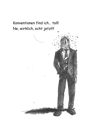 Cartoon: Konformität... (medium) by Jori Niggemeyer tagged cartoon,joricartoon,niggemeyer,männlich,pubertät,konformität,gesellschaft,mode,konform,erwachsen,anpassung