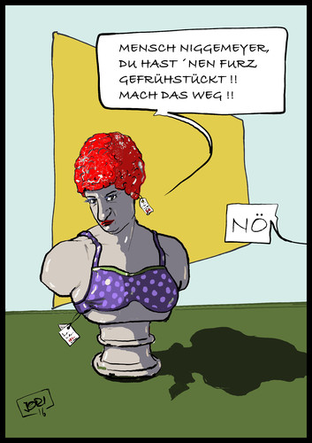 Cartoon: Nachts im Museum... (medium) by Jori Niggemeyer tagged museum,büste,langeweile,badkappe,bh,bikini,mode,niggemeyer,joricartoon,cartoon,jori