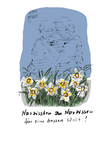 Cartoon: Narzissten zu Narzissen... (medium) by Jori Niggemeyer tagged putin,gerhardschröder,narzisst,narzissten,narzissen,ukraine,lüge,krieg,kriegstreiber,kriegsverbrecher,diktator,moscow,moskau,armee,russland,russischearmee,nowar,humor,joricartoon,niggemeyer,cartooon,cartoonart,illustration,illustrator,karikatur,satire,cartoondrawing,witzigebilder,cartoon,putin,gerhardschröder,narzisst,narzissten,narzissen,ukraine,lüge,krieg,kriegstreiber,kriegsverbrecher,diktator,moscow,moskau,armee,russland,russischearmee,nowar,humor,joricartoon