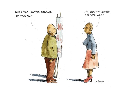 Cartoon: No Pegi Da (medium) by Jori Niggemeyer tagged pegida,nopegida,demonstration,demo,ausländer,toleranz,intoleranz,miteinander,rücksicht,willkommen,kultur,lernen,zuversicht,niggemeyer,joricartoon,cartoon,karikatur