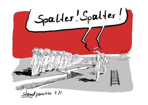 Cartoon: Standpunkte 11.2021 (medium) by Jori Niggemeyer tagged impfgegner,riss,impfung,corona,covid19,impfverweigerung