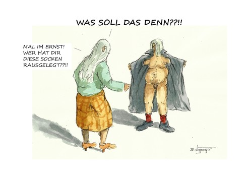 Cartoon: Überraschung (medium) by Jori Niggemeyer tagged exhibitionist,kleidung,socken,nackt,zeigen,cool,antwort,statement,niggemeyer,joricartoon,cartoon