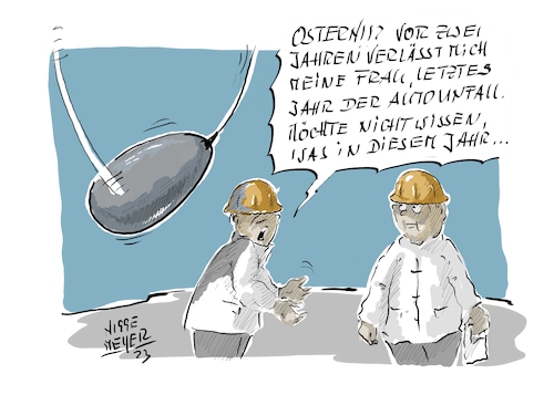 Cartoon: Überraschung ... (medium) by Jori Niggemeyer tagged pechvogel,gesetzderserie,unglück,überraschung,bauarbeiter,abrissbirne,baugewerbe,ostern,ostern2023,osterfest,überraschungsei,üei,pechvogel,gesetzderserie,unglück,überraschung,bauarbeiter,abrissbirne,baugewerbe,ostern,ostern2023,osterfest,überraschungsei,üei