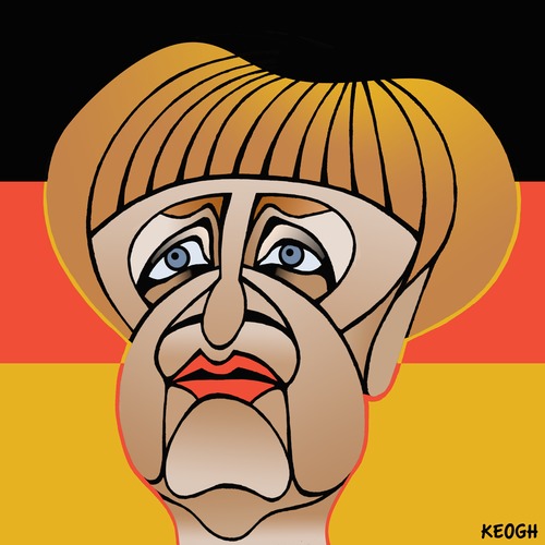 Cartoon: Angela Merkel (medium) by KEOGH tagged politicians,german,politics,germany,chancellor,cartoons,keogh,caricature,merkel,angela