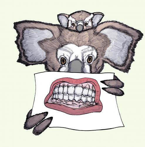 Cartoon: The Fierce Koala (medium) by javierhammad tagged koala,fierce,nature,ecology,fight,teeth,mouth,koala,koalabär,bär,beuteltier,australien,eucalyptus,baumbewohner,natur,bedroht,kampf,bedrohen,drohgebärde,harmlos,gefährlich,aggressiv,wehrverhalten,zähne,fletchen,reißzahn,abschrecken,angst,aussterben,gefährdet,wwf,schutz,beschützen,ökologie,umwelt,zoologie,säugetier,outback