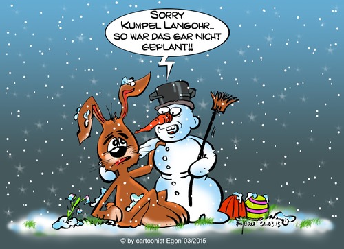Cartoon: Österlicher Wintereinbruch (medium) by Egon58 tagged ostern,schnee,winter,kälte